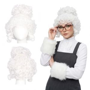 Perruque Femme Baroque, Perruque de Princesse Marquise avec Bouclettes, Perruque Disco Femme Wig Cosplay Anime Universel, Ann&eacute;e 80 Perruque Deguisement Anime Cosplay Carnaval Halloween Costume-Blanche (THUI257, neuf)