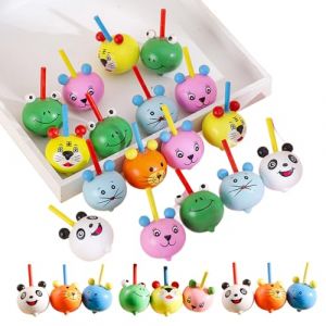 Osuter Petite Toupie Bois,Mini Toupie Modèle Animal Colorées Toupie Jouet Traditionnel Classique Spinning Top pour Enfants Anniversaire Fête Cadeau (Style2) (Osuter, neuf)