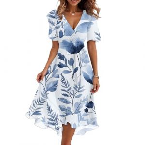 Robes Femme Ete Chic Et Elegant Trapeze Fluide Cocktail Jupe Crayon Imprimée Grande Taille L'automne Tenues De Plage Tulle Dentelle Robe Corset 2025 Vente en Ligne 2#Azul Claro XXL (WOUOM, neuf)