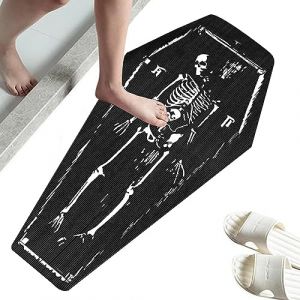 Obtenez un tapis de salle de bain gothique gothique nu, un tapis de salle de bain noir blanc gothique de salle de gothique squelette de crâne (linlumh, neuf)