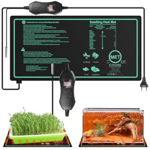 Tapis chauffant pour plantes avec thermostat : 10 x 20,75 pouces, tapis chauffant s&ucirc;r pour plantes, 50 W, tapis chauffant durable pour plantes, serre d'int&eacute;rieur, tapis chauffant pour semis, taux de (KAROULLA, neuf)
