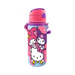 Sanrio Hello Kitty Bouteille Réutilisable, Design en Aluminium Durable, Gourde D'eau pour Filles, Bouteille de Voyage avec Poignée, Capacité 600 ml (La Esencia, neuf)