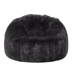 Chaises Pouf for Adultes Enfants (Sans Remplissage), 2.3-5ft Housse Pouf Poire en Fausse Fourrure pour Salon Chambre Moelleux Housse de Canapé Ottoman Relax Lounge Futon(Dark grey,4ft-D120cm-cover) (BiaoChuang.YS, neuf)