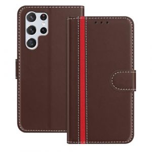 Ucikov Pochette en Cuir pour Samsung Galaxy S22 Ultra,Housse Protection &Eacute;tanche Incassable Rabat Premium Portefeuille Magn&eacute;tique Carte Bleue &Eacute;tui Coque pour Samsung Galaxy S22 Ultra,Brun (Ucikov, neuf)