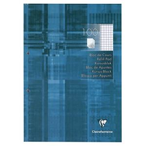 Clairefontaine 5812C Un Bloc de Cours Encoll&eacute; Perfor&eacute; Bleu de Cobalt- A4 21x29,7 cm - 200 Pages Petits Carreaux - Papier Blanc 90 g - Couverture Carte Pellicul&eacute;e (ALPEXE France, neuf)