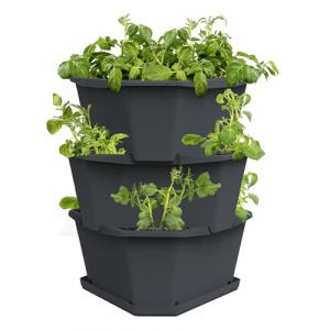 Gusta Garde Paul Potato Tour de Pommes de Terre 3 &eacute;tages Anthracite - Tour de Pommes de Terre sur&eacute;lev&eacute;e - Jardin et Balcon - Protection Contre Les nuisibles - 0,2 m&sup2; - Volume de Terre 56 L (BetterDay&reg;, neuf)