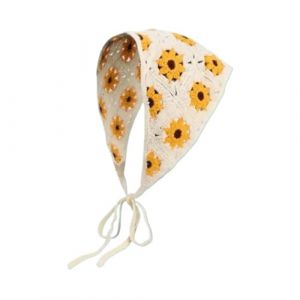 Foulard Triangle Cheveux Bandeau triangulaire fait main au crochet, fleur, fraise, foulard, chapeau, bandeau tricot&eacute; for filles, serviette(YELLOW DAISY) (huxiaohong666, neuf)