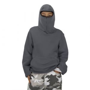 G&eacute;n&eacute;rique Cagoule Sweats &agrave; Capuche Enfant Gar&ccedil;on Zipp&eacute; Pull Grande Taille Balaclava Veste Polaire Hiver Y2K Zip Hoodie Veste mi Saison Chaud Masque Sweat Coupe Vent Moto V&eacute;lo Blouson Manteau (chopprev, neuf)