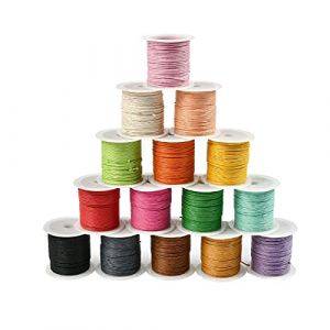 DARENYI 15 couleurs de fil de coton cir&eacute; 1 mm fil cir&eacute; 10 m fil &agrave; coudre cuir fil nylon fil polyester cordon coton pour bricolage fabrication de bijoux bricolage (DARENYI, neuf)