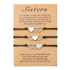 TONAUP Ensemble de 3 Bracelets Soeur Coeur - Bracelet d'Amiti&eacute; Meilleur Ami BFF - Corde Tress&eacute;e R&eacute;glable - Bijoux Sister Cadeaux pour Filles et Femmes (Tigrbone, neuf)