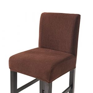 CHNSHOME Housses de Chaise de Tabouret Couvre Chaise de Bar Extensibles Housses Chaise &agrave; Dossier Bas Lot de 4 Marron Fonc&eacute; (CHNSHOME-FR, neuf)