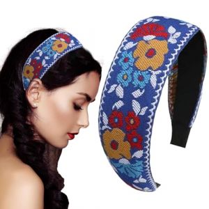 Bandeau boh&egrave;me pour femme, bandeau brod&eacute; boh&egrave;me, bandeaux &agrave; cheveux brod&eacute;s, turban vintage ethnique, turban en tissu &agrave; n&oelig;ud sup&eacute;rieur, turban en tissu (qirens, neuf)