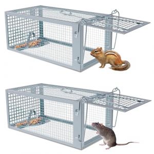 Pi&egrave;ge &agrave; Rat, 2 Pi&egrave;ces XXL Piege a Souris sans Tuer Cage Attrape Rat Cage de Capture pour Souris Loir Mulot Rongeurs - Cage Piege a Rat R&eacute;utilisable Un Usage Ext&eacute;rieure Int&eacute;rieure (WANGUOCANGCHU, neuf)