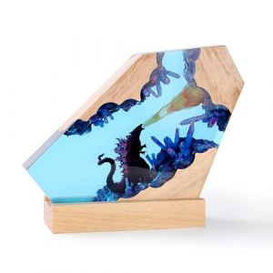 Syfunlv Godzilla - Veilleuse Godzilla en r&eacute;sine &eacute;poxy - D&eacute;coration cube - Veilleuse USB - Lampe de chevet monstre - &Eacute;clairage r&eacute;glable - 7,5 cm - Pour int&eacute;rieur, maison, chambre &agrave; coucher (style 3) (XJ..., neuf)
