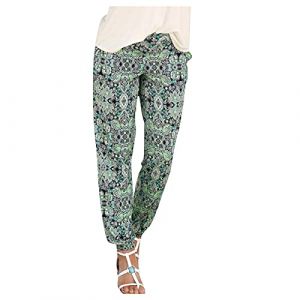 G&eacute;n&eacute;rique Pantalon Fluide Femme &Eacute;t&eacute; Boho Harem D&eacute;contract&eacute; Taille Haute Floral Imprimer &Eacute;lastiqu&eacute;e Baggy L&eacute;ger Yoga Plage Sarouel avec Poches (YINYUAN（Livraison en 5 &agrave; 8 jours), neuf)