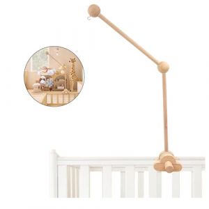 Support mobile bebe, Aolkee support mobile en bois, mobile b&eacute;b&eacute;, amovible r&eacute;glable berceau bras mobile suspension berceau mobile/pare - brise jouet, accessoires de berceau, brun (Alldo, neuf)