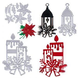 3 Lots de Matrice de Découpe Noël Scrapbooking Cutting Dies Pochoir Outil Découpage de Fleur Feuille Lanterne Bougie Gaufrage Décoration Pour Noël Fête Anniversaire Cadeau Carte (nychuangtuo, neuf)
