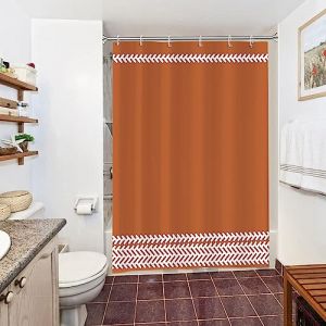 Uiiooazy Rideau Douche Terracotta, Rideau de Douche Boho Blanc Orange Bohème Rideau de Baignoire Anti Moisissure Imperméable Tissu Polyester Lavable Rideau Salle de Bain avec 10 Crochets 150Lx180Hcm (dongguibinjingpinxiaodianpu, neuf)