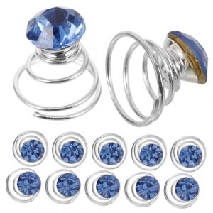 Beavorty Lot De 12 Épingles à Cheveux Spirale En Métal Avec Strass Bleu Clair, Accessoire Cheveux Femme Pour Mariage Et Fête, Bobines Décoratives Légères (T Innovation·HX, neuf)