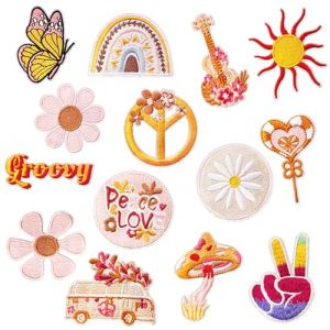 Attuslla Orange Broderie Patch Thermocollant, 11 PCS Guitare Papillon Écouteur Autocollant de Patch Appliques Ecusson Thermocollant ou Ecusson à Coudre pour Vêtement T-shirt (CXiong, neuf)