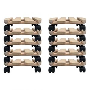10x Dessous de plat à roulettes rond Rouleau à plantes 30x30 cm - charge max. 120 kg - en bois de hêtre - Stable & robuste - Pour pots de plantes, meubles & objets lourds (1a-Handelsagentur, Expédition d'Allemagne, les Termes et Conditions et politique de