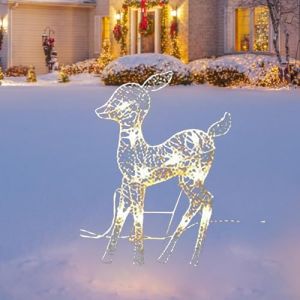 Renne Lumineux No&euml;l Exterieur, Cerf Illumin&eacute; D&eacute;cor No&euml;l, Renne Noel Exterieur LED, Decoration Noel Exterieur en M&eacute;tal pour F&ecirc;te, Jardin, Cour, Vacances, D&eacute;coration d'hiver (taoynm, neuf)