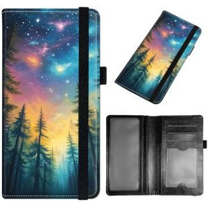 GYSYZJDH &Eacute;tui de ch&eacute;quier pour homme et femme, fin en cuir synth&eacute;tique avec blocage RFID, &eacute;l&eacute;gant et durable, For&ecirc;t mystique, Checkbook Cover (GYSYZJDH, neuf)