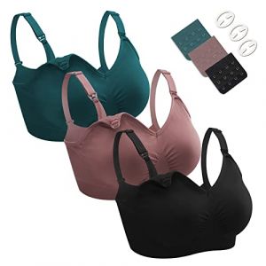 Dresime Soutien-Gorge d'allaitement 3PCS sans Couture Soutien Gorge Maternité sans Armature Bra de Grossesse avec Extra Extenseurs de Soutien-Gorge et Pinces pour Les Femmes (lishan us, neuf)
