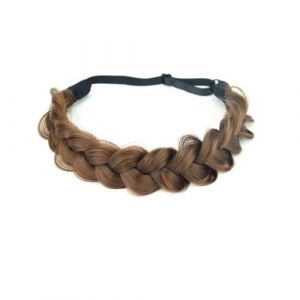 Serre-t&ecirc;te r&eacute;glable tress&eacute; extensible en cheveux synth&eacute;tiques dor&eacute;/marron/noir (2) (WANGJZNB, neuf)
