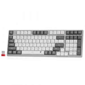 Redragon BK7114 Clavier d'ordinateur sans fil à profil bas, 98 touches, clavier fin avec mécanisme ciseaux de bureau avec connexion sans fil BT 2,4 G, touches tactiles silencieuses, touches, US Layout (Radioddity France, neuf)