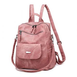 UBAYMAX Sac à Dos en Cuir Femme, Rose Sac a Dos Loisir avec Multipoches Bretelles pour Femmes, étanche Sac à Dos Convertible à Tote Bandoulière Femme Dame Sac Pratique avec Fermeture Eclair (Rose) (YoursTech-EU, neuf)