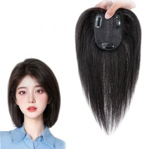 Topper For Cheveux Naturels Noirs for Femmes Toupet En Cheveux Humains Véritables, Perruques À Clipser De Base De 7 X 9 Cm Postiches for Cheveux Clairsemés, Cheveux Gris(30cm) (冬夏小店, neuf)