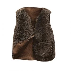 Femme Gilet en Molleton Polaire Doux sans Manche Coupe Classique Manteau en Fausse Hiver Fourrure Fille Couleur Unie Blouson Mode Bouton Matelass&eacute;e sans Manches Veste avec Poches (⭐⭐⭐⭐⭐AEGJEGVD⭐⭐⭐⭐⭐, neuf)
