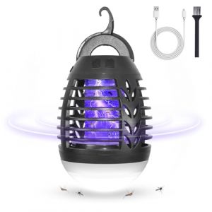 MOSSNDAR Lampe Anti Moustique Camping,2 en 1 Tu&eacute; Mouche &Eacute;lectrique USB Rechargeable avec 3 Luminosit&eacute; Modes,Portable &Eacute;tanche Pi&egrave;ge &agrave; Moustique Ext&eacute;rieur,Destructeur d'insectes pour Jardin Balcon Tente (Forde EUR, neuf)