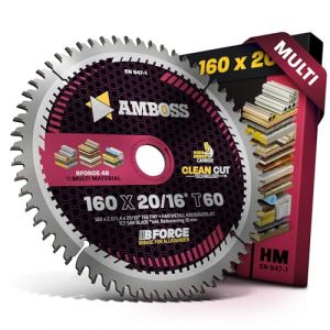 AMBOSS lame scie circulaire 160x20mm (multi) - lame de scie 160 avec 60 dents - lame scie circulaire Ø 160mm - compatible Bosch: PKS 55 A Metabo: KS 55 Scheppach: PL55. Festool (Sawblade King, neuf)