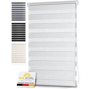 Sol Royal Store Enrouleur Double Store DL2 – Store Jour Nuit sans Percage 45x150 cm – Store Occultant sans Percage Stores intérieures – Protection Solaire et visuelle Store Fenetre sans Percage Blanc (Brandvin, neuf)