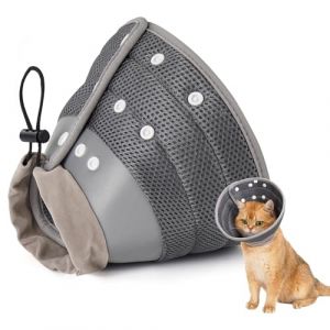 Avont Collerette pour Chat Souple de Récupération, Collerette Chat Anti-Léchage Ajustable et Pliable, Légère et Confortable en Forme de Beignet, Collerette Élisabéthaine pour Petit Chien -Gris(M) (Suixi Store, neuf)