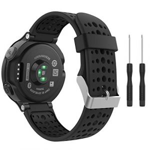 MoKo Bracelet compatible avec Garmin Forerunner 235/235 Lite/220/230/620/630/735 Smartwatch, Watch Band flexible en silicone avec des outils Montre de Running GPS avec Cardio au Poignet, Noir et Noir (KnoWhite, neuf)