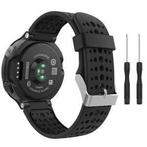 MoKo Bracelet compatible avec Garmin Forerunner 235/235 Lite/220/230/620/630/735 Smartwatch , Watch Band flexible en silicone avec des outils Montre de Running GPS avec Cardio au Poignet, Noir et Noir (KnoWhite, neuf)