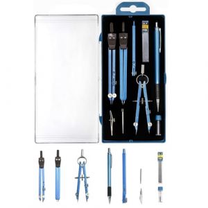 Kit de Compas College Metal Boussole Dessin, Convertisseur Compas Menuisier, Mine Compas de Dessin Détachable Compas Architecte Compas Professionnel pour Dessin Math Trace Menuisier (HengRongSh-EU, neuf)