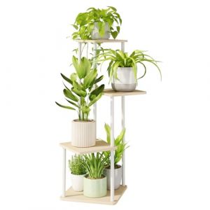 Bamworld Support Plantes Intérieur 4 Niveaux Blanc, Porte Plante Intérieur En Métal Pour Plusieurs Plantes, Étagère Plante D'Angle, Porte Plante Extérieur Pour Balcon, Jardin, Salon (Blanc). (Bamworld, neuf)