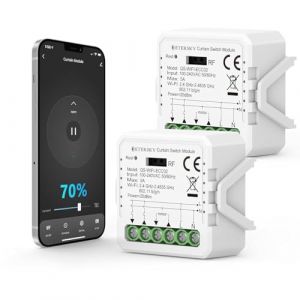 【Fonction pourcentage】Interrupteur Volet Roulant Connecté,Module Volet Roulant WiFi,Commutateur Rideau Stores Intelligent,Compatible avec Alexa Google Home,APP Contrôle,Minuterie,Moteur Mural Mini 2P (EHome Mall, neuf)