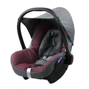BAMBINIWELT Housse de rechange compatible avec Maxi-Cosi CabrioFix pour porte-bébé Ensemble complet de 6 pièces en mélange de polyester de qualité supérieure (gris chiné/bordeaux) (BambiniWelt, neuf)
