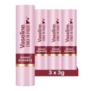 Vaseline x Emily in Paris Rouge Romance | Baume à lèvres teinté Stick | Édition Limitée | (Lot de 3 Rouge Romance) (prsWORLD, neuf)