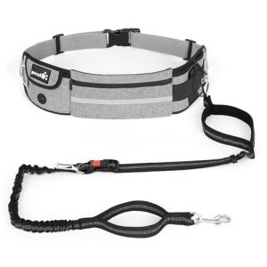 Pecute Laisse Canicross Chien,Laisse Mains Libres Chien,Ceinture Canicross Jusqu'à 100kg Absorption de Choc, Confortable, Couture Réfléchissante, Idéal pour Course à Pied, Jogging et Marche (Ligaoo, neuf)