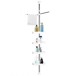 Vpcok Direct Etagere Douche Telescopique, Étagère de Salle de Bain, Serviteur Extensible avec 4 Supports (110 cm -300 cm) (KECSKESISTLONG Kft., neuf)