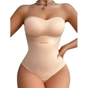FEOYA Body Sculptant Femme Ventre Plat Body Gainant Femme Invisible Push Up Bodysuit Shapewear Bodysuit Sans Bretelles avec Rembourrage Amovible et Bretelles Beige L (GAOCHENGEU, neuf)