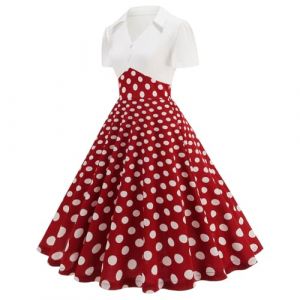 Robe Vintage Années 50 Femme Retro Rockabilly Pin Up Chic Et Elegante Robes Au Genou Dos Nu Année 50s Swing Décontractée Dress De Retour Soirée Mariage Cérémonie Audrey Hepburn (qiaoxiahe, neuf)