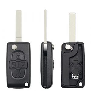 Cl&eacute; de Voiture &agrave; Distance Flip pour Peugeot 207 307 308 407 607 807 2/3/4 Boutons HU83/VA2 pour citro&euml;n C2 C3 C4 C5 C6 Coque de cl&eacute; de Voiture（4 Boutons VA2 536） (best1-seller, neuf)