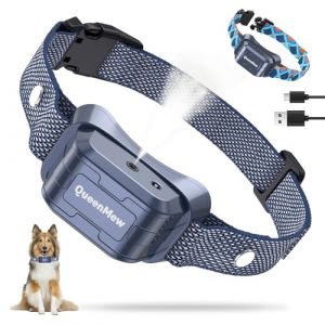 Collier Anti Aboiement Chien, Collier Anti Aboiement avec 3 Niveaux de Sensibilit&eacute; et de Pulv&eacute;risation R&eacute;glables, CollierAnti Aboiement Chien Citronnelle &Eacute;tanche et Rechargeable avec 2 Sangles (SOYAO, neuf)